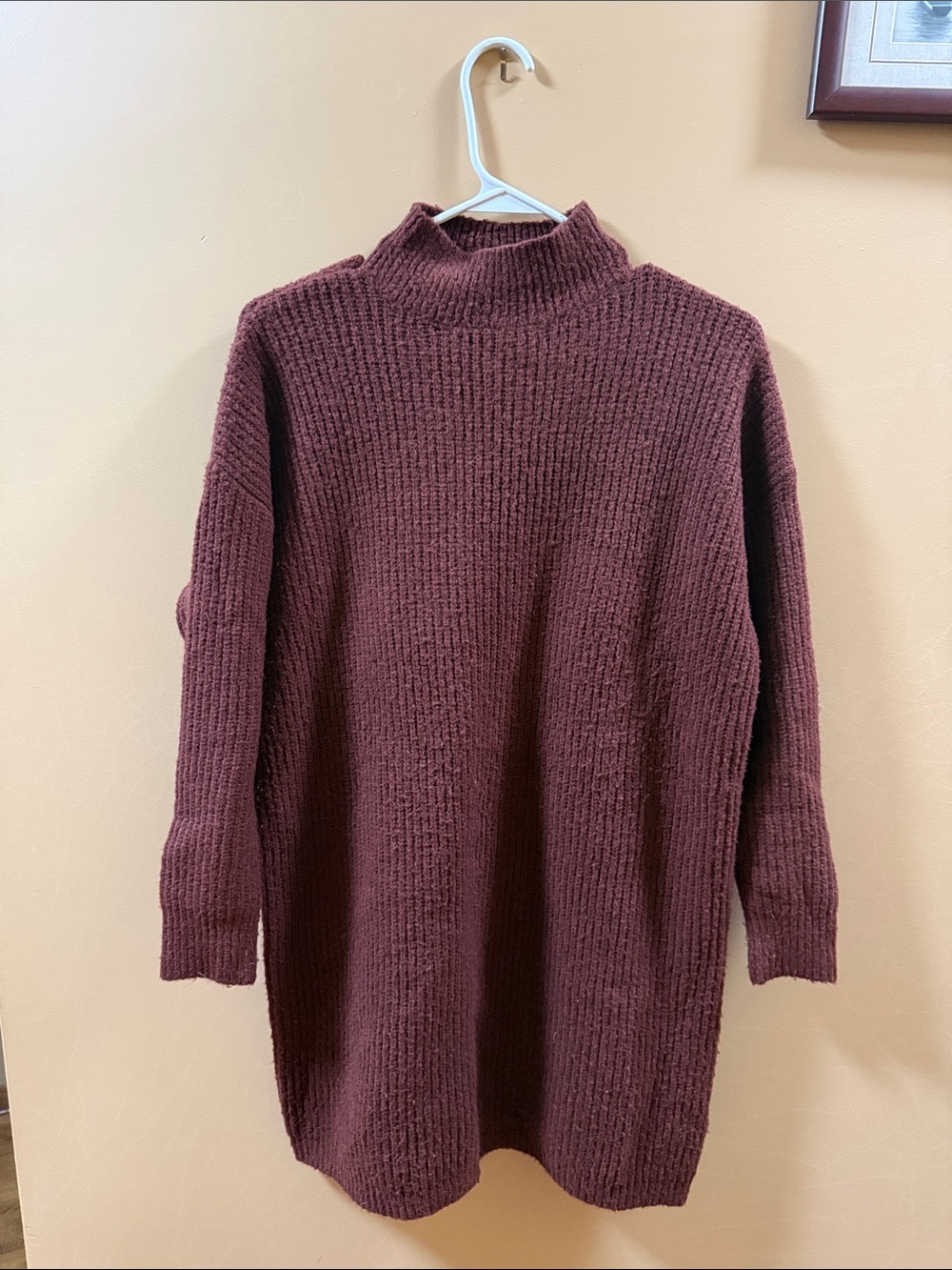 Forever 21 Burgundy Ribbed Turtleneck Sweater Dress